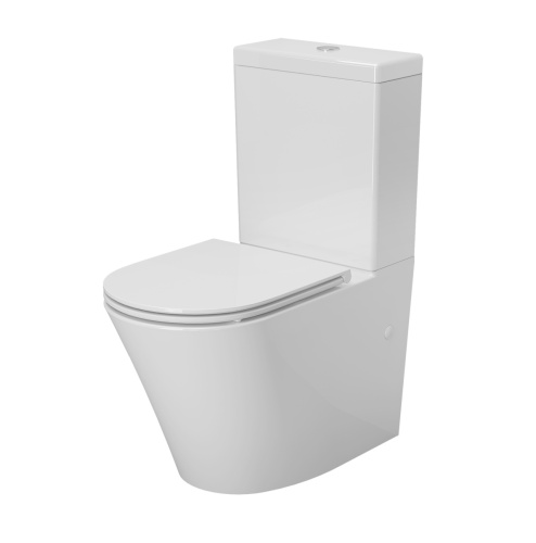 Унитаз напольный с бачком Ambassador Ritz 237K19001RS белый с сиденьем безободковый каскадный смыв